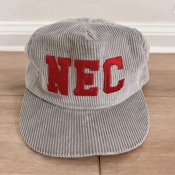 Vintage Grey Corduroy NEC New England College SnapBack Hat - Picture 10 of 10